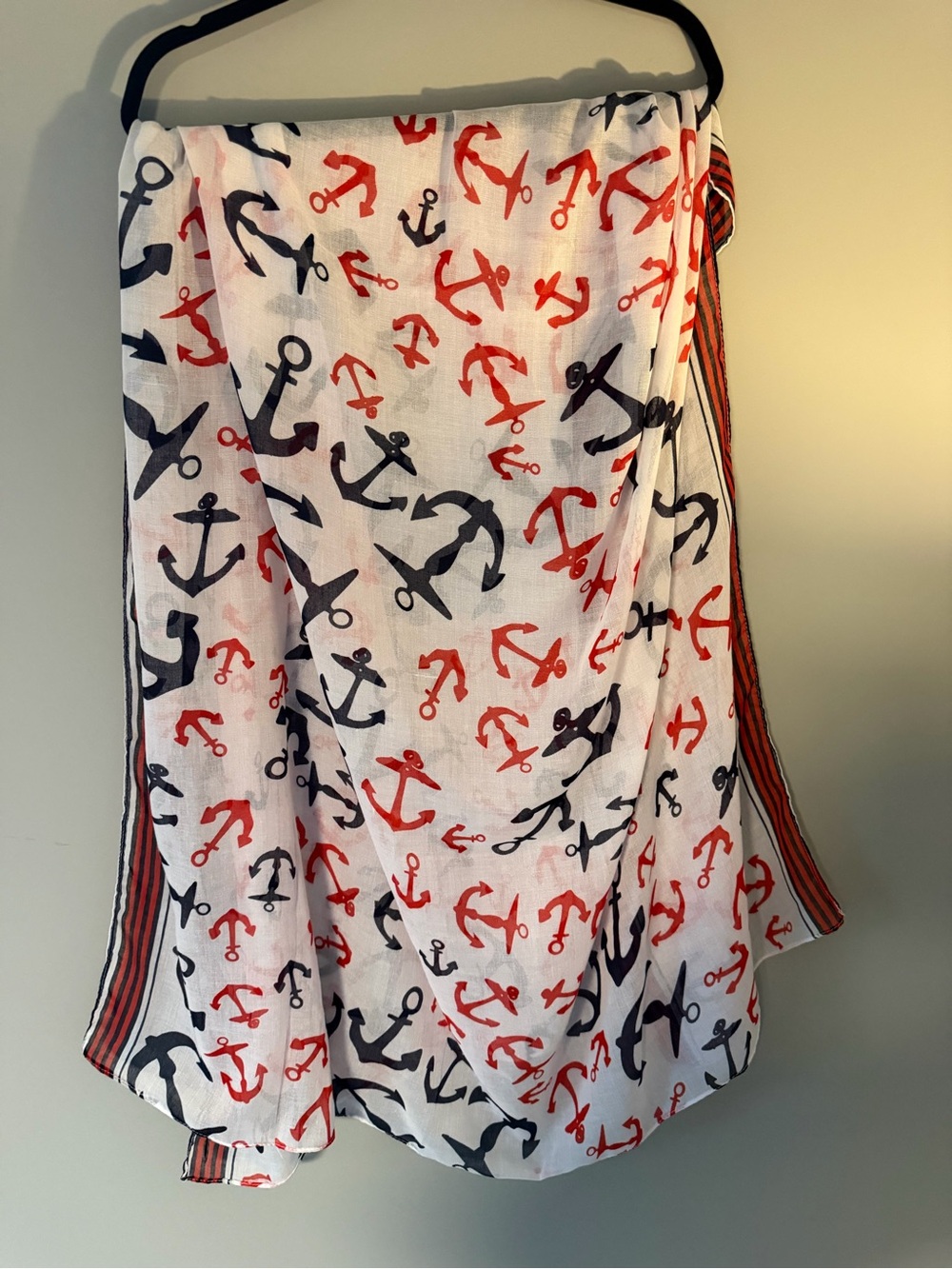 Nautical Anchor Print Swim Sarong/Wrap- White with Red & Navy Anchors